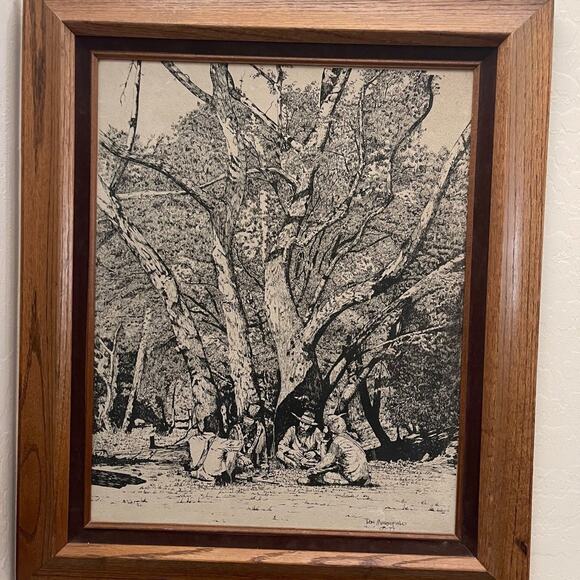 Framed vintage art Don Merrifield 77’ “talk of trade” BOHO